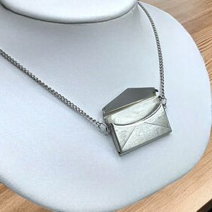 ❤️ Unique Vintage Silver Envelope Necklace-Opens!